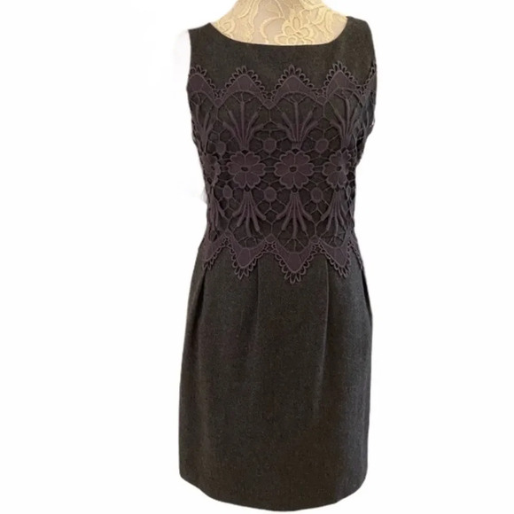 Darling Grey Wool Sheath Dress with Lace Bodice - Picture 3 of 10